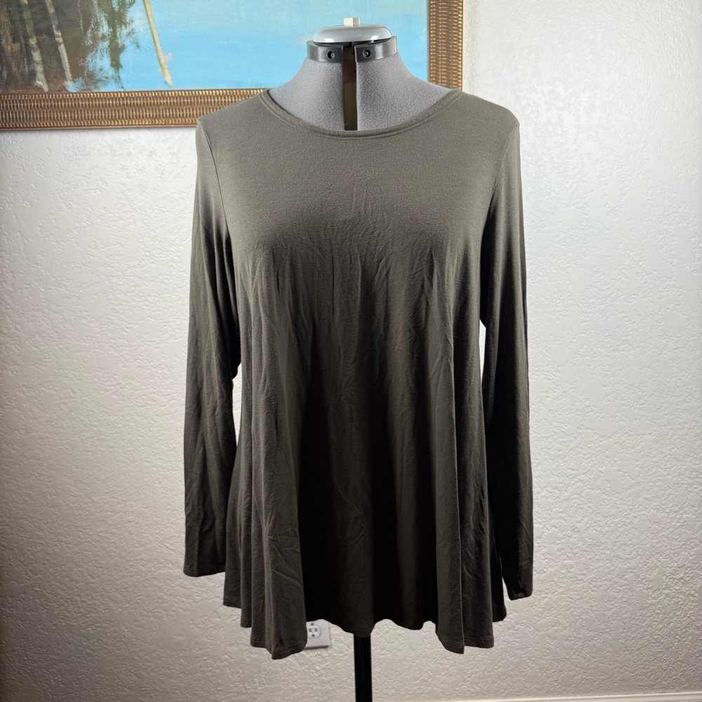 Eileen Fisher Dark Olive Long Sleeve‎ Viscose Jersey Tunic Women’s Size Large/XL